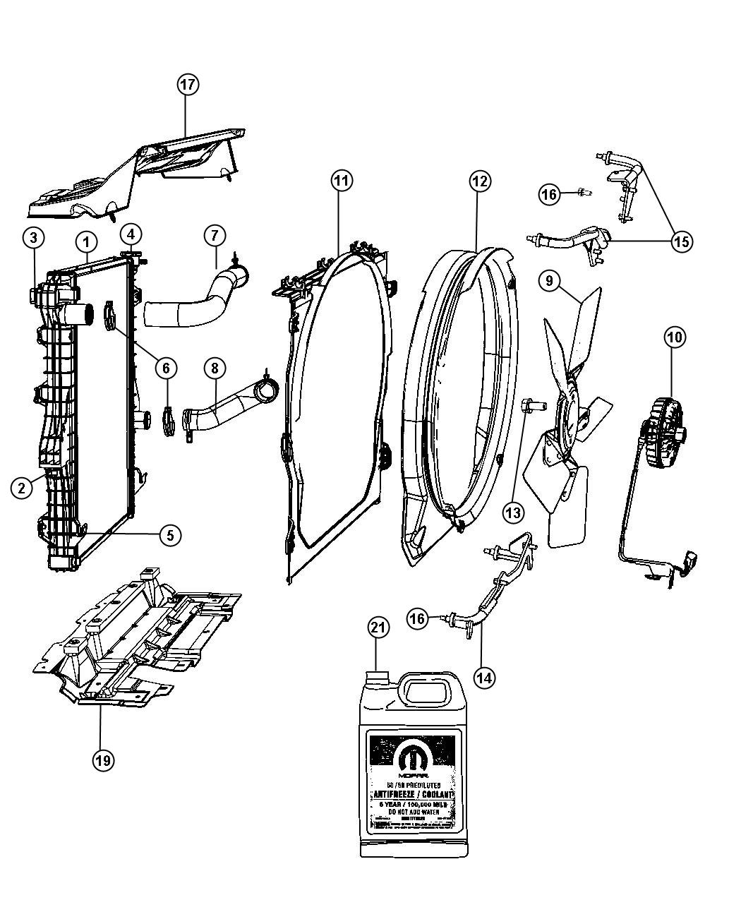 Diagram Radiator and Related Parts, 6.7L [6.7L I6 CUMMINS TURBO DIESEL ENGINE]. for your Ram