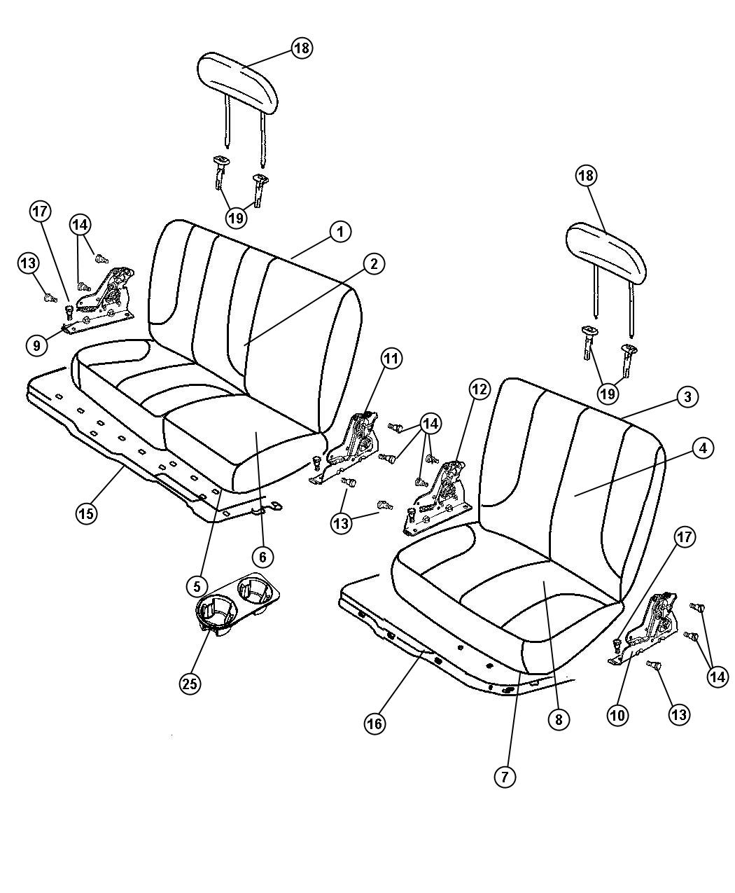 Diagram Crew Cab - Split Seat - Trim Code [GJ]. for your Dodge