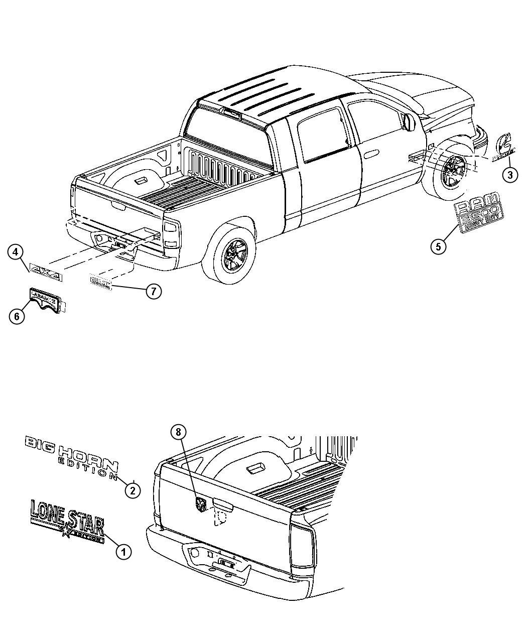 Nameplates, Emblems and Medallions. Diagram