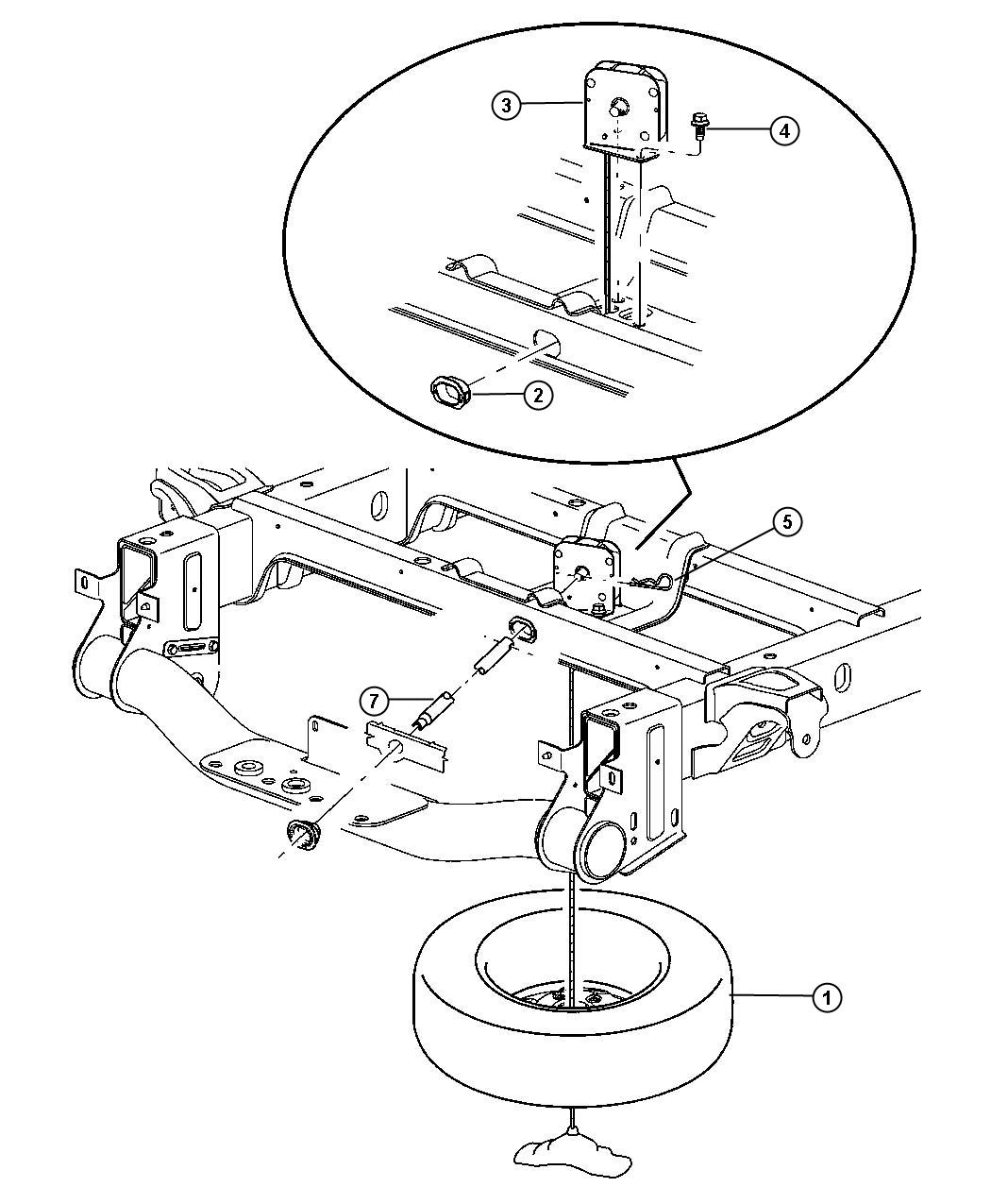 Diagram Spare Tire Stowage. for your 2024 Ram 2500   