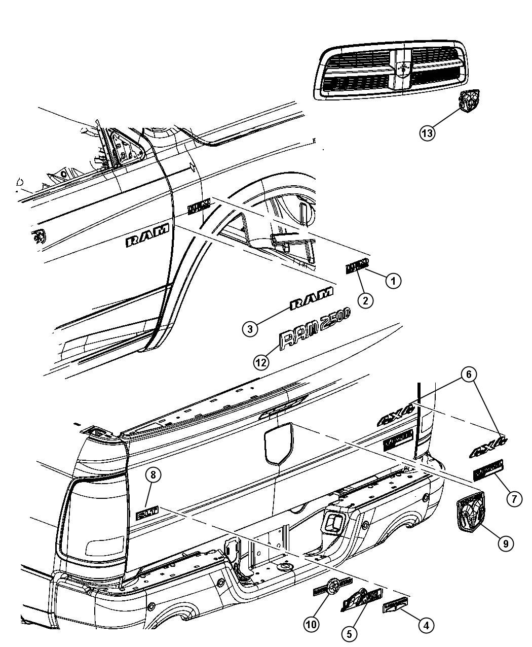 Diagram Nameplates, Emblems and Medallions. for your Fiat