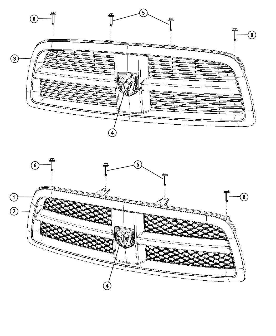 Diagram Grilles. for your Dodge Ram 1500  