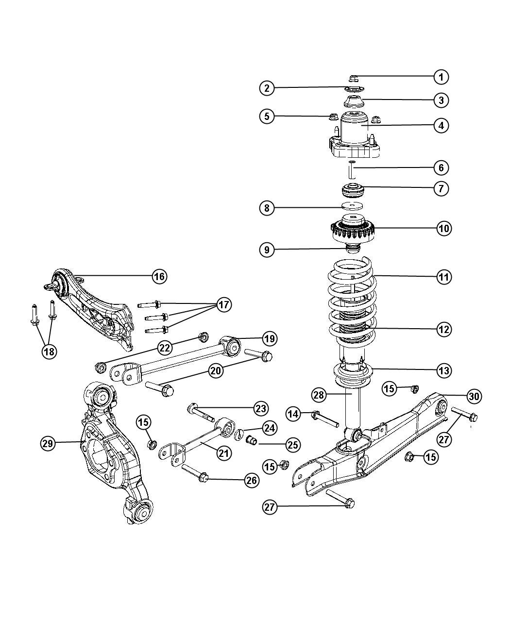 Diagram Suspension, Rear. for your 2003 Chrysler 300  M 