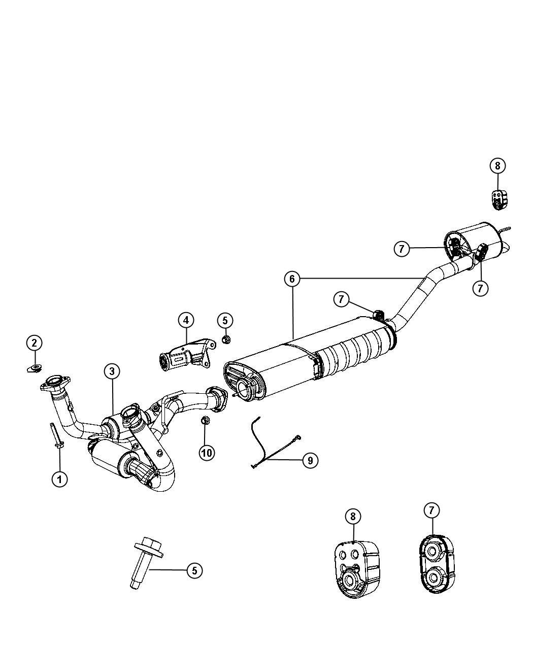 Exhaust System 5.7L [5.7L V8 HEMI MDS VCT Engine]. Diagram