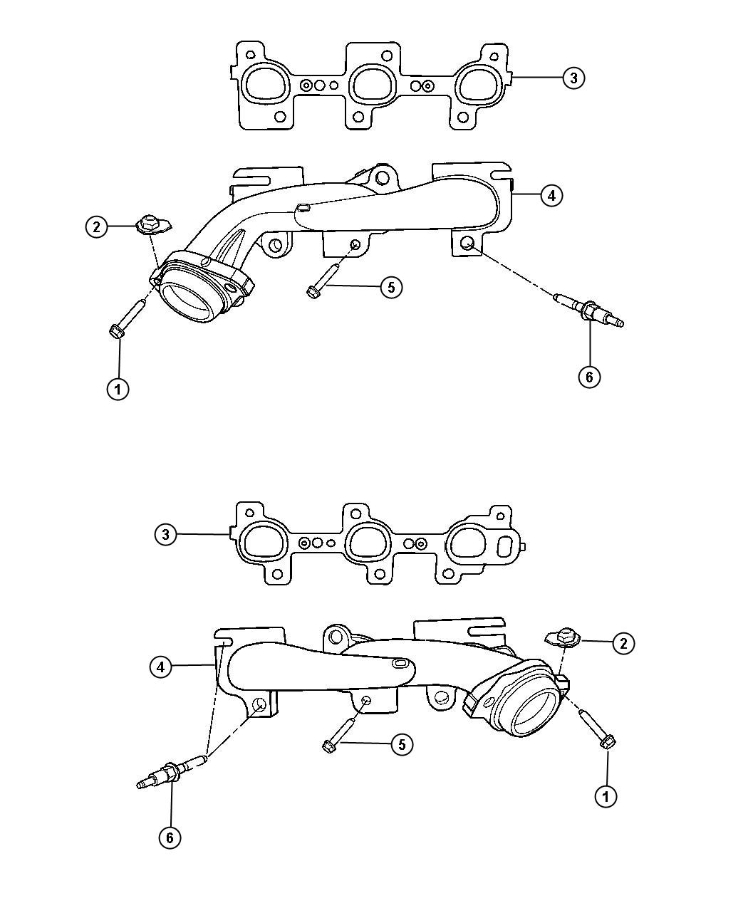 Diagram Exhaust Manifolds 3.7L [3.7L V6 Engine]. for your 1999 Chrysler 300  M 