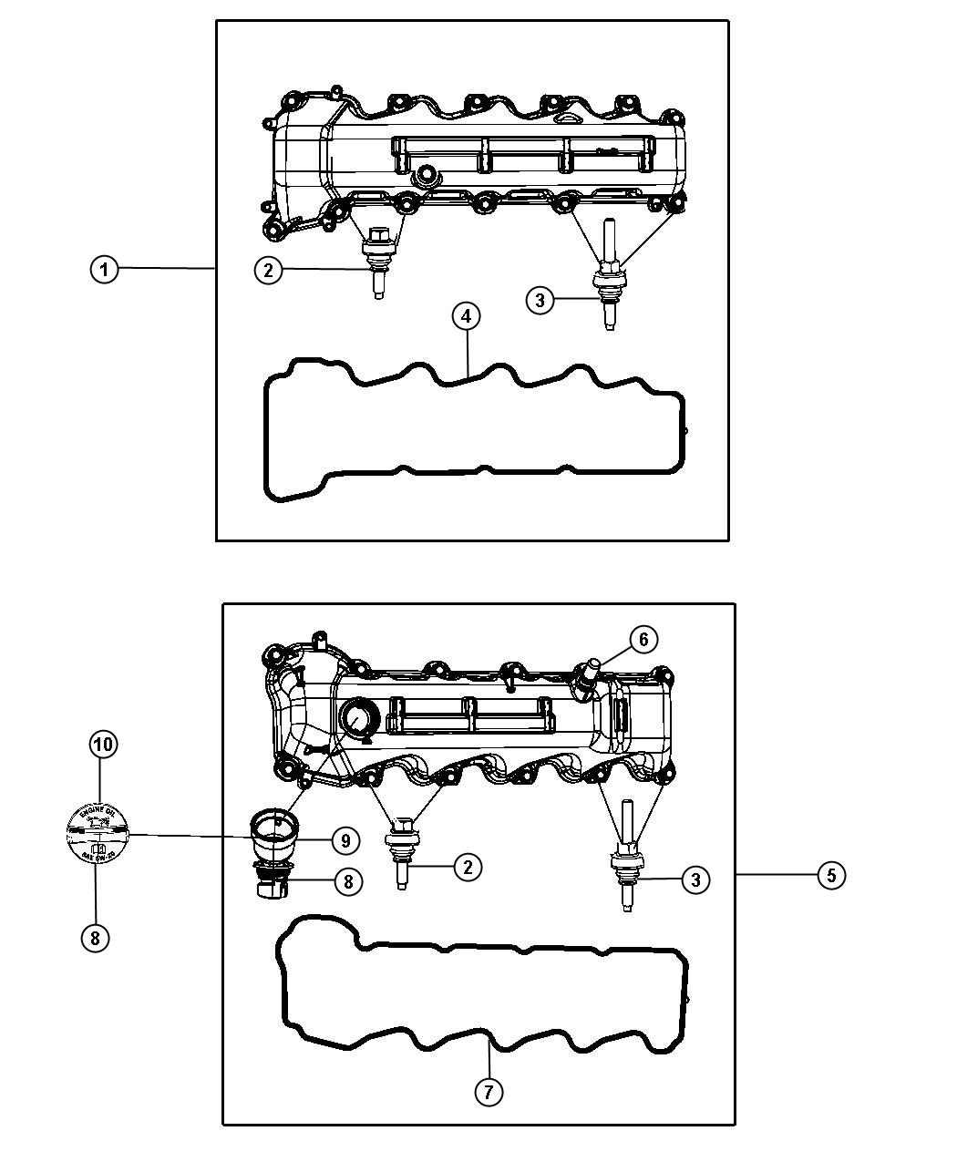 Diagram Cylinder Head Covers 4.7L [4.7L V8 Engine]. for your Chrysler 300  M