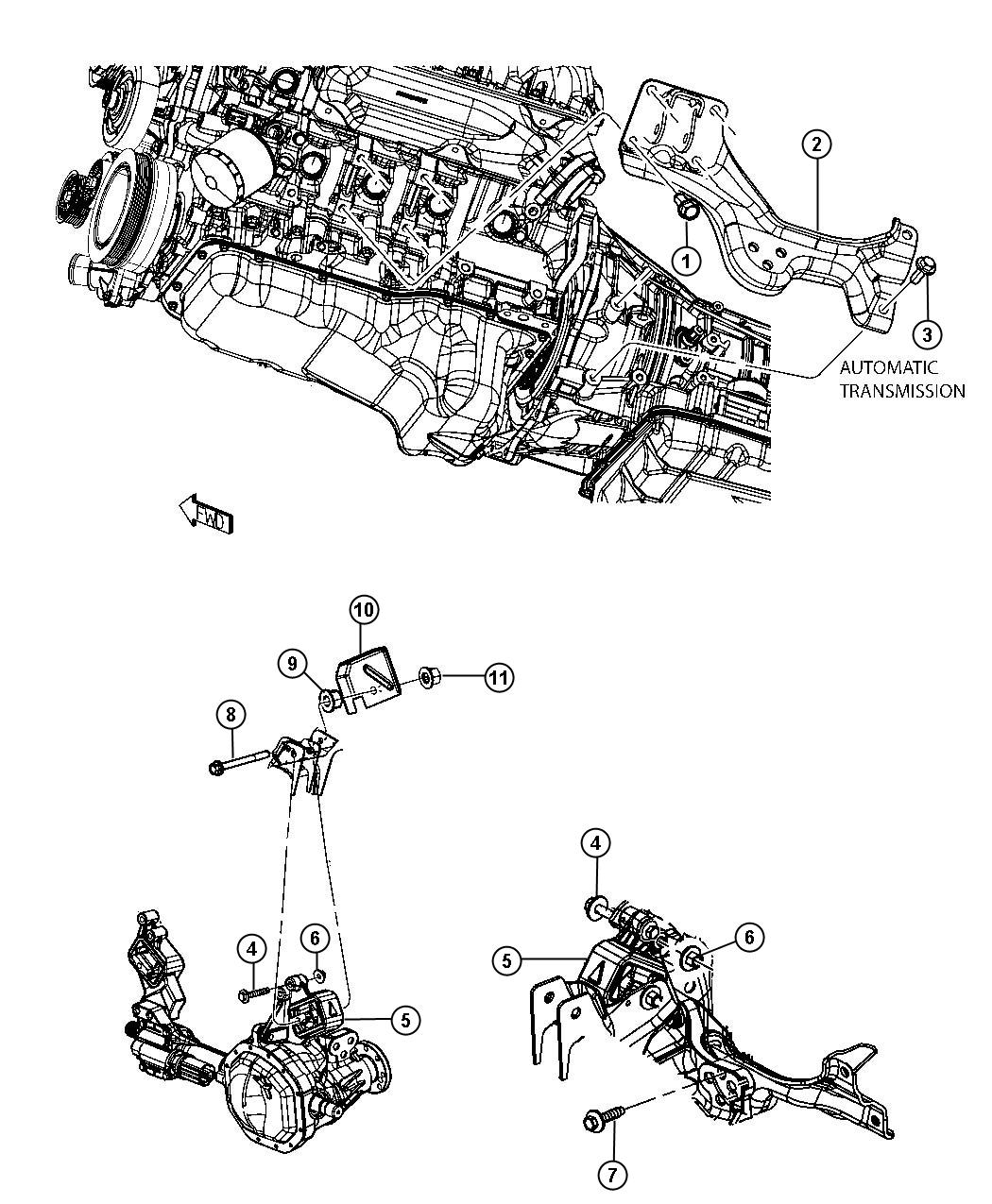 Diagram Engine Mounting Left Side 4WD 4.7[4.7L V8 Engine]. for your Dodge