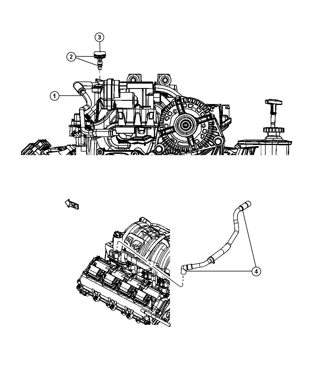 Diagram Crankcase Ventilation 5.7L [5.7L V8 HEMI MDS VCT Engine]. for your Dodge