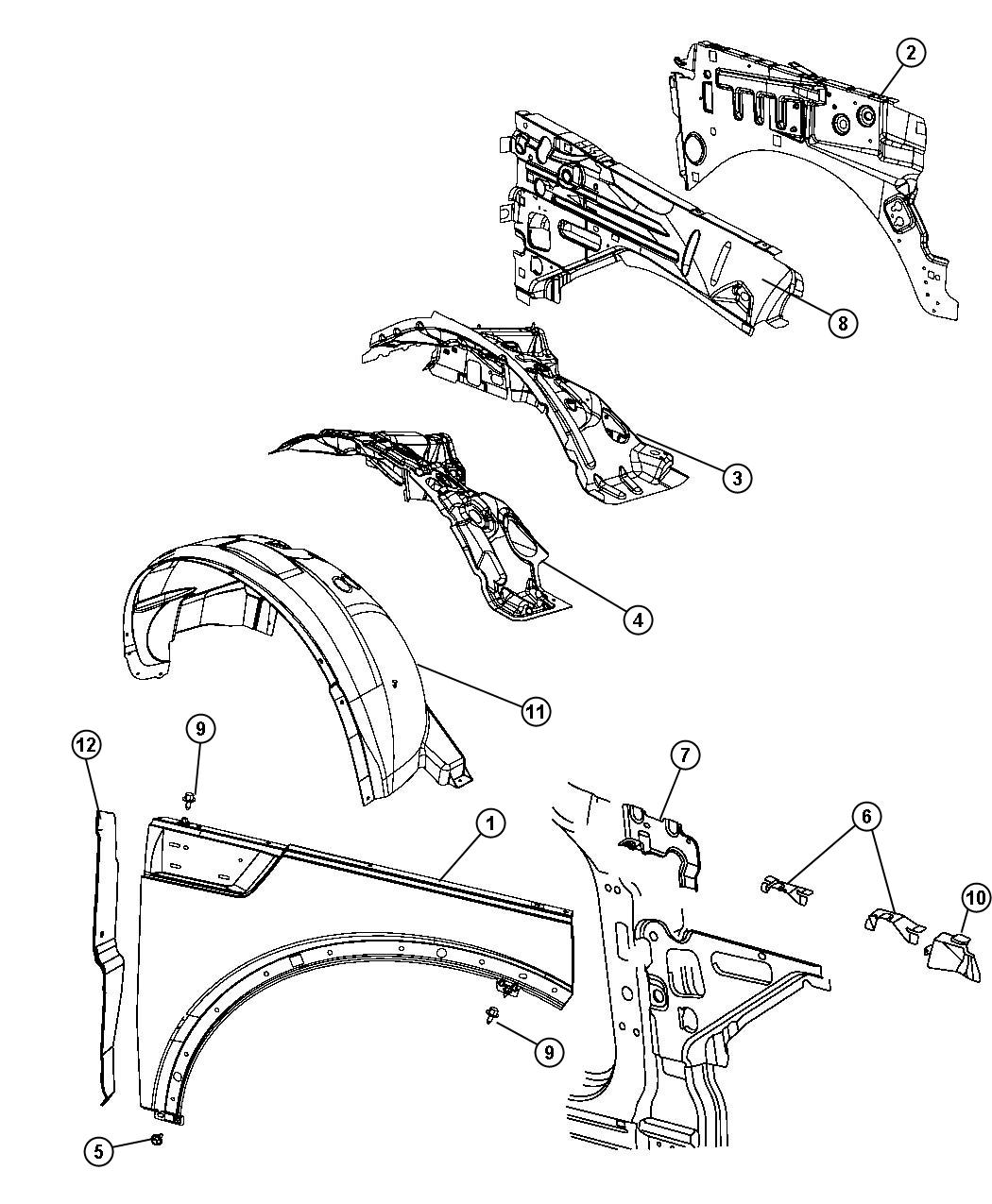 Diagram Front Fender. for your Jeep