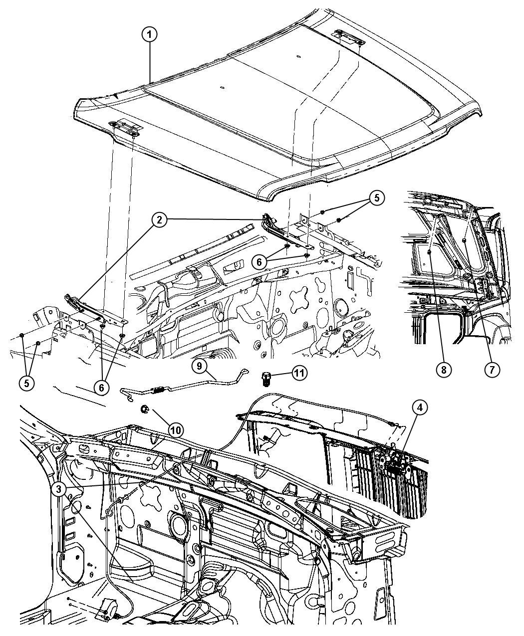 Diagram Hood and Related Parts. for your Jeep Liberty  