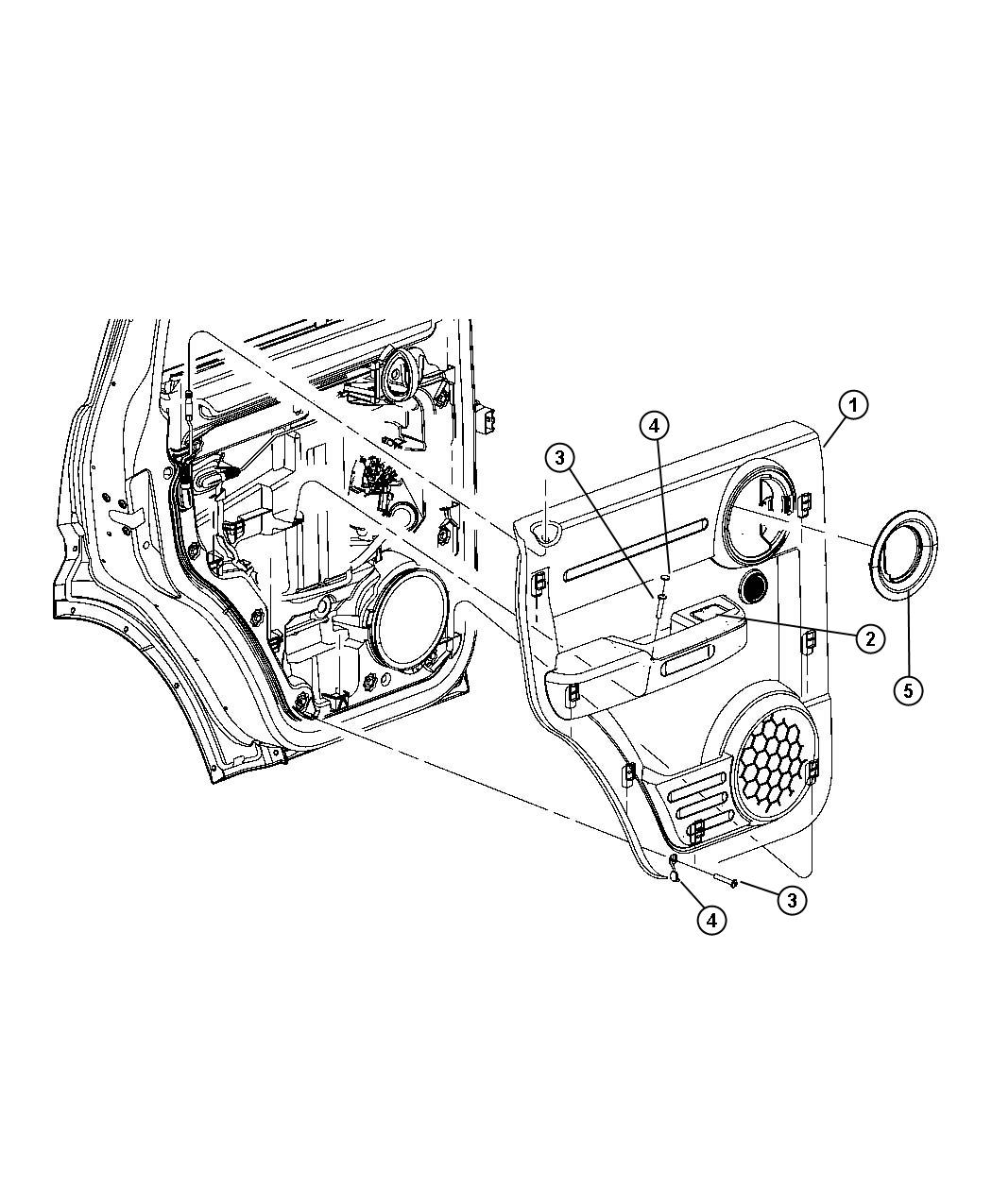 Diagram Rear Door Trim Panels. for your 2004 Jeep Wrangler   