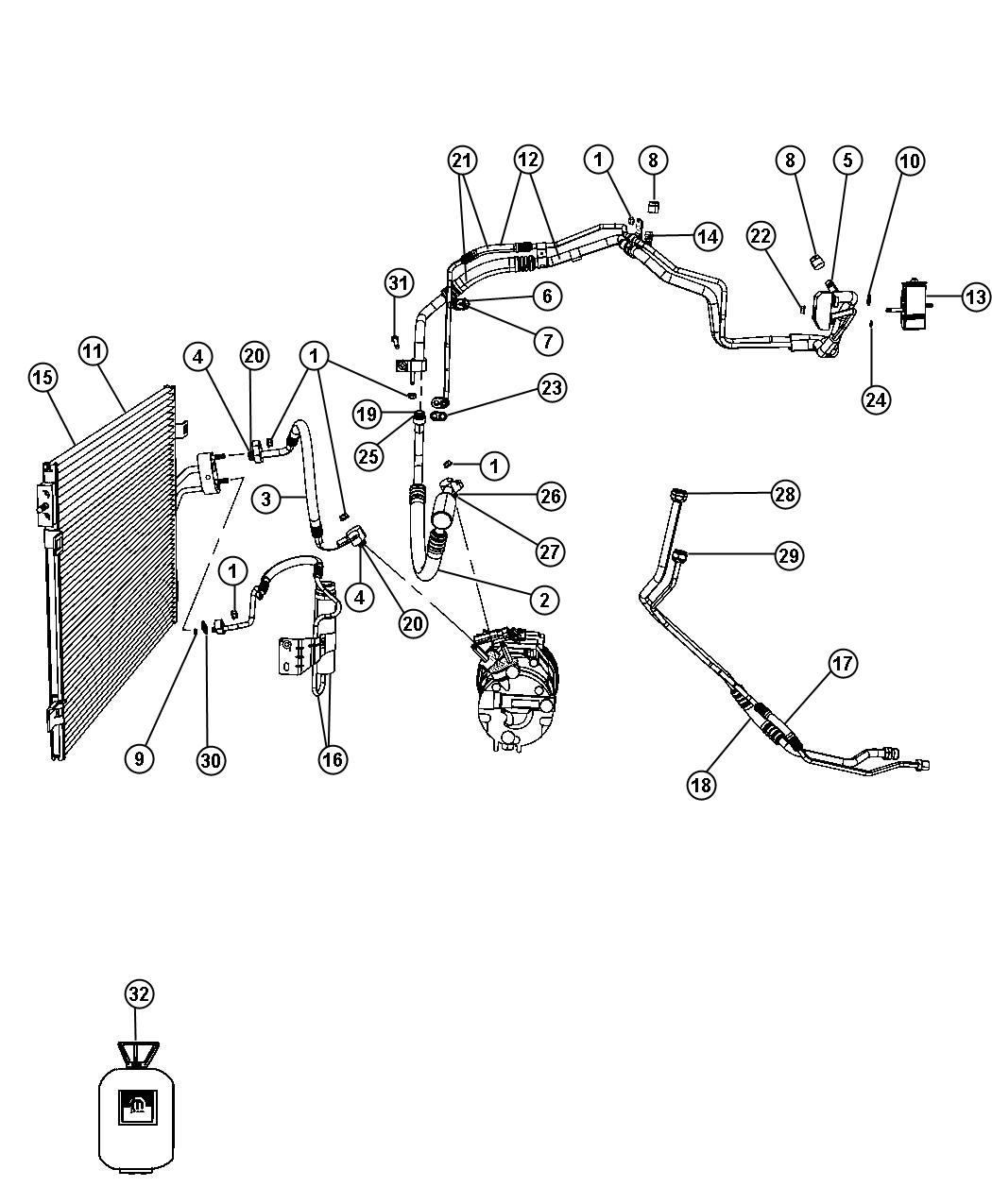 Diagram A/C Plumbing. for your 2018 Ram 1500   