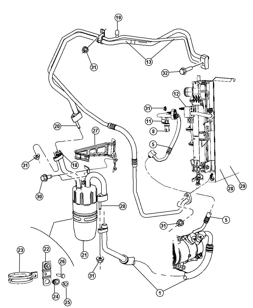 Diagram A/C Plumbing. for your 2010 Chrysler Sebring   