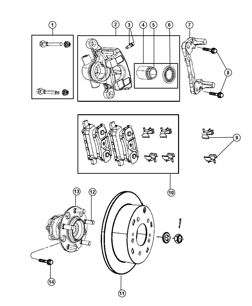 Diagram Brakes, Rear, Disc. for your Dodge Express  