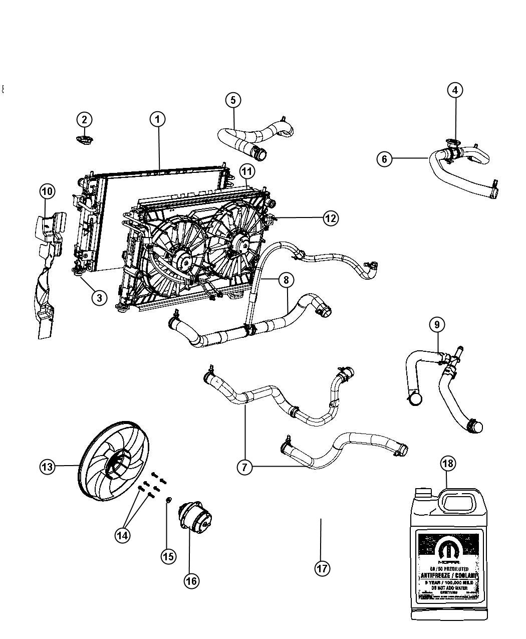 Diagram Radiator and Related Parts. for your 2010 Chrysler Sebring   