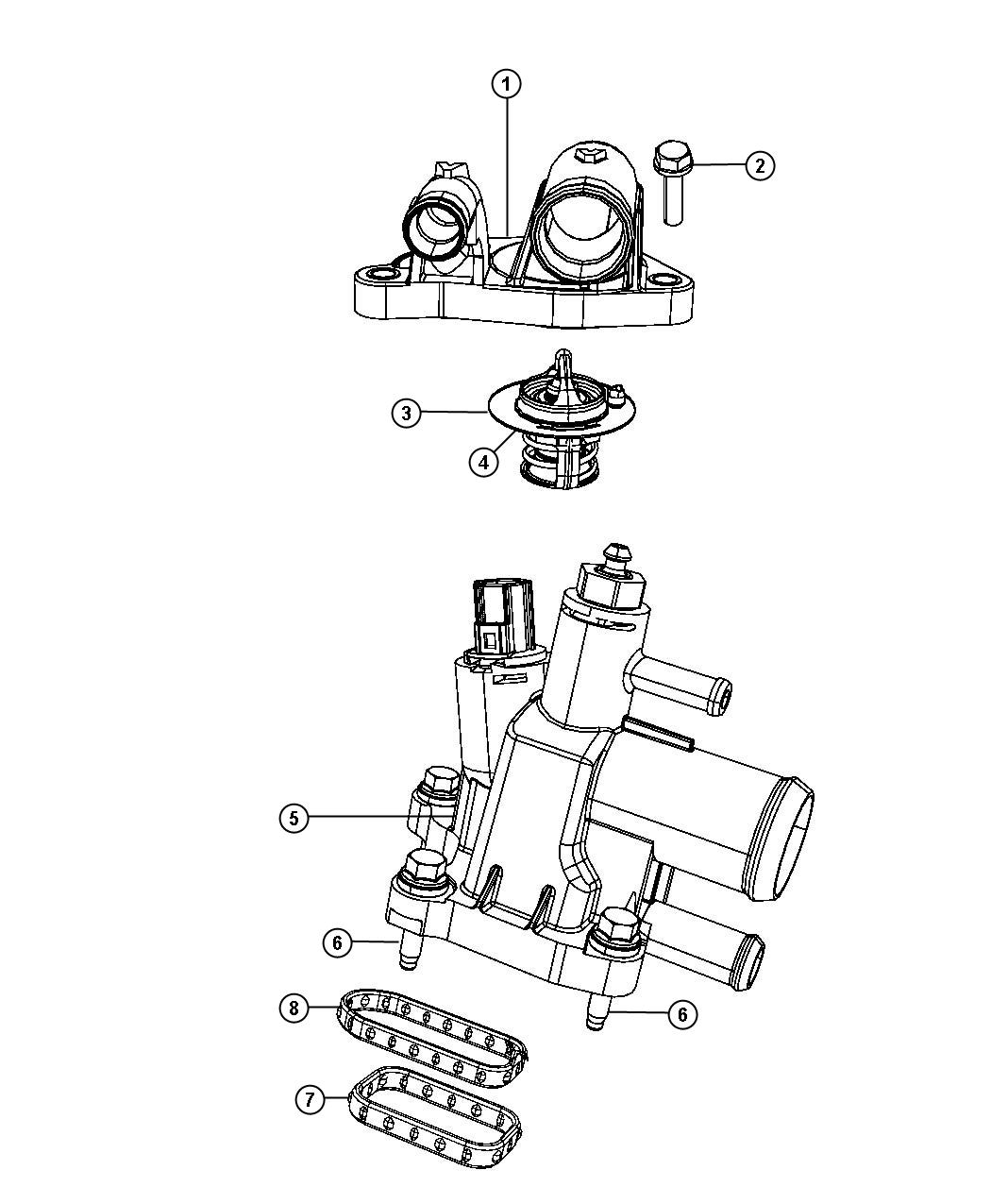 Diagram Thermostat and Related Parts. for your 2011 Chrysler Sebring   