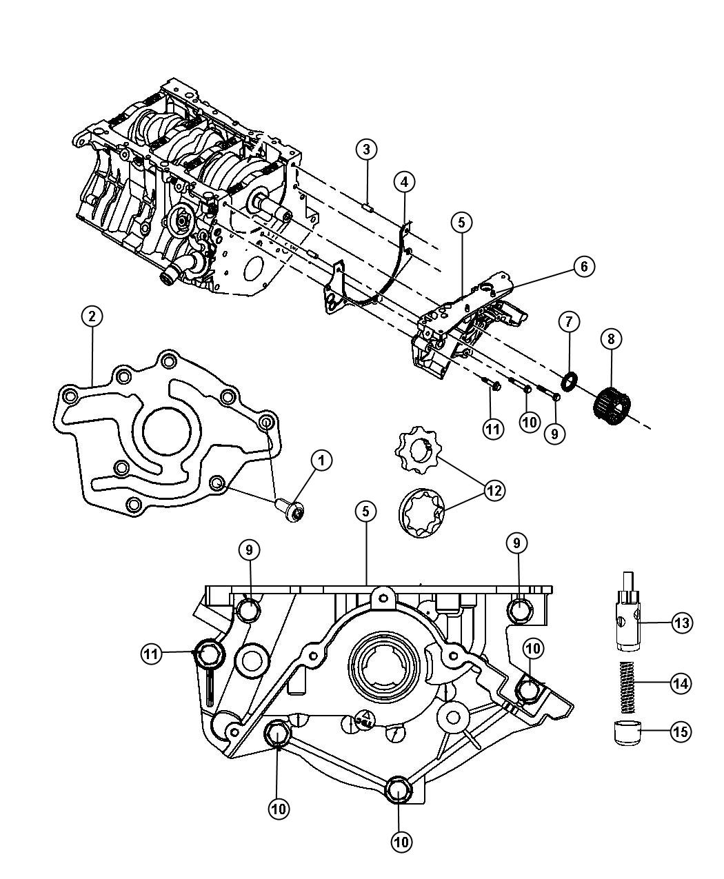 Diagram Engine Oiling Pump 3.5L [3.5L High Output V6 24V MPI Engine]. for your Chrysler
