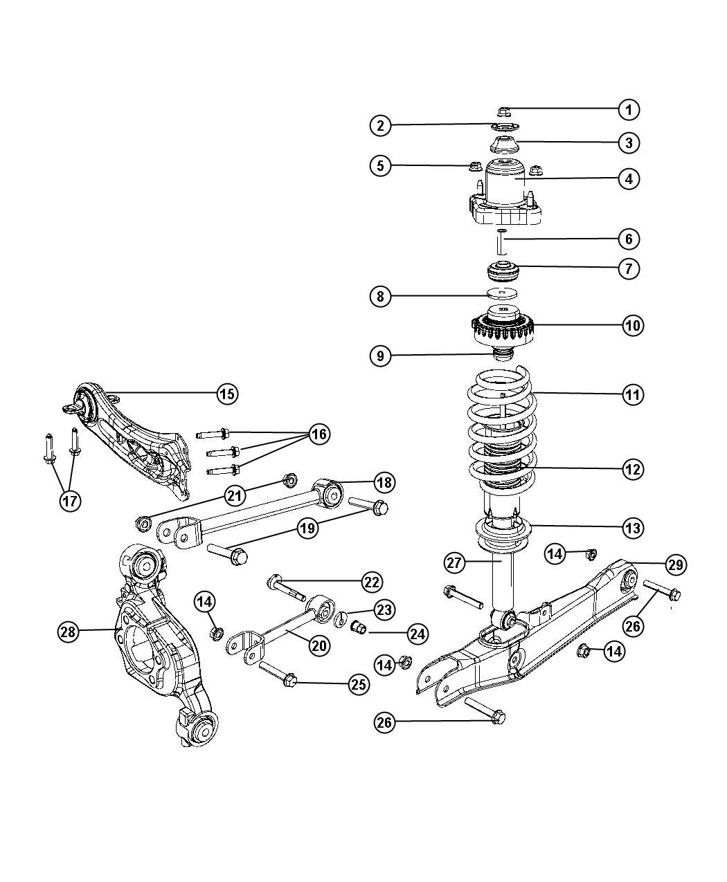 Diagram Suspension, Rear. for your 2003 Chrysler 300 M  