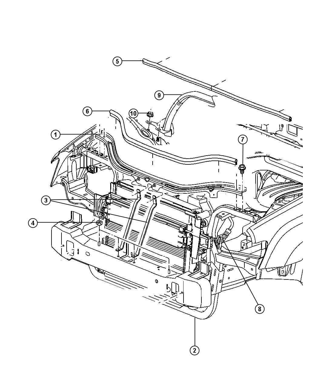 Diagram Radiator Support. for your Jeep