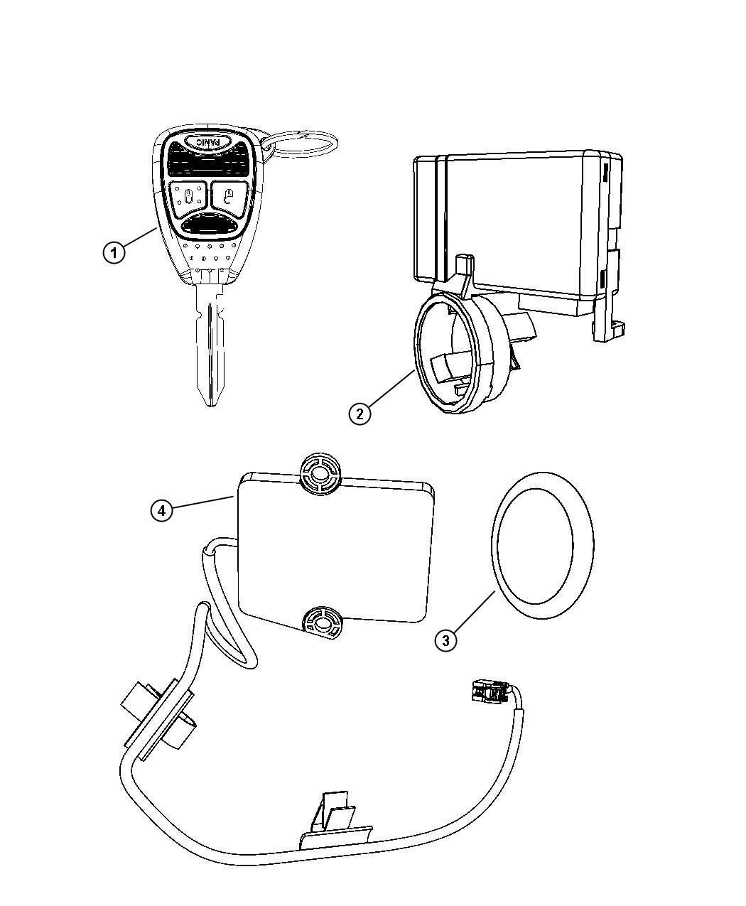 Receiver Modules, Keys and Key FOBS. Diagram