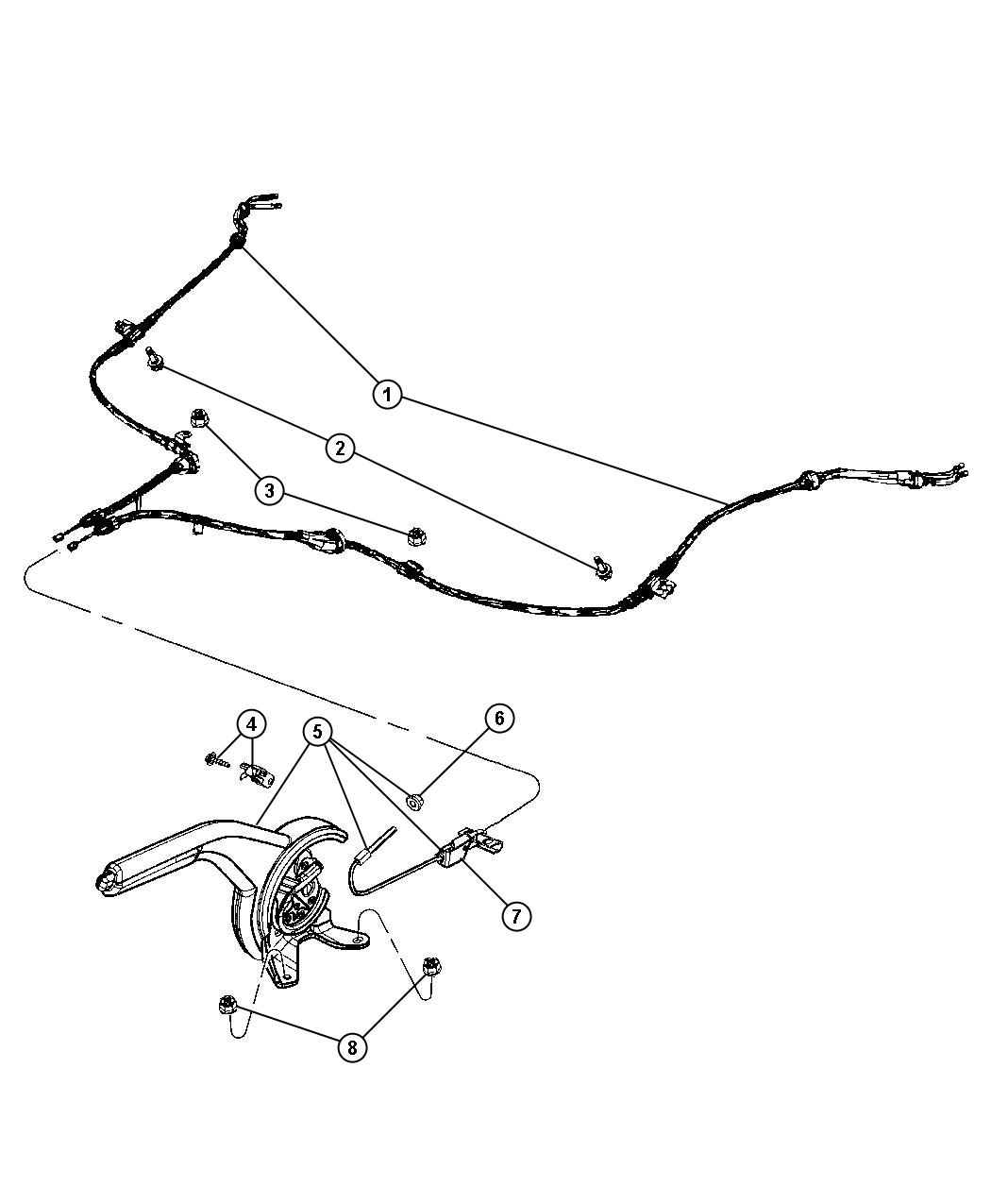 Diagram Park Brake Lever and Cables,Front. for your Jeep Patriot  