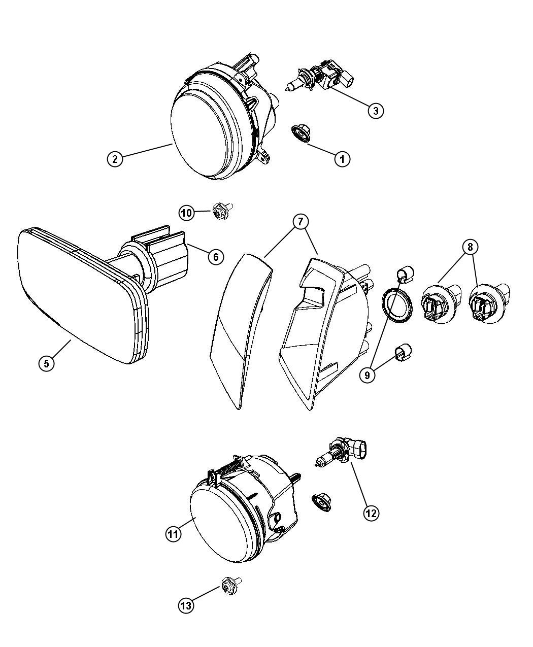 Diagram Lamps Front. for your Jeep