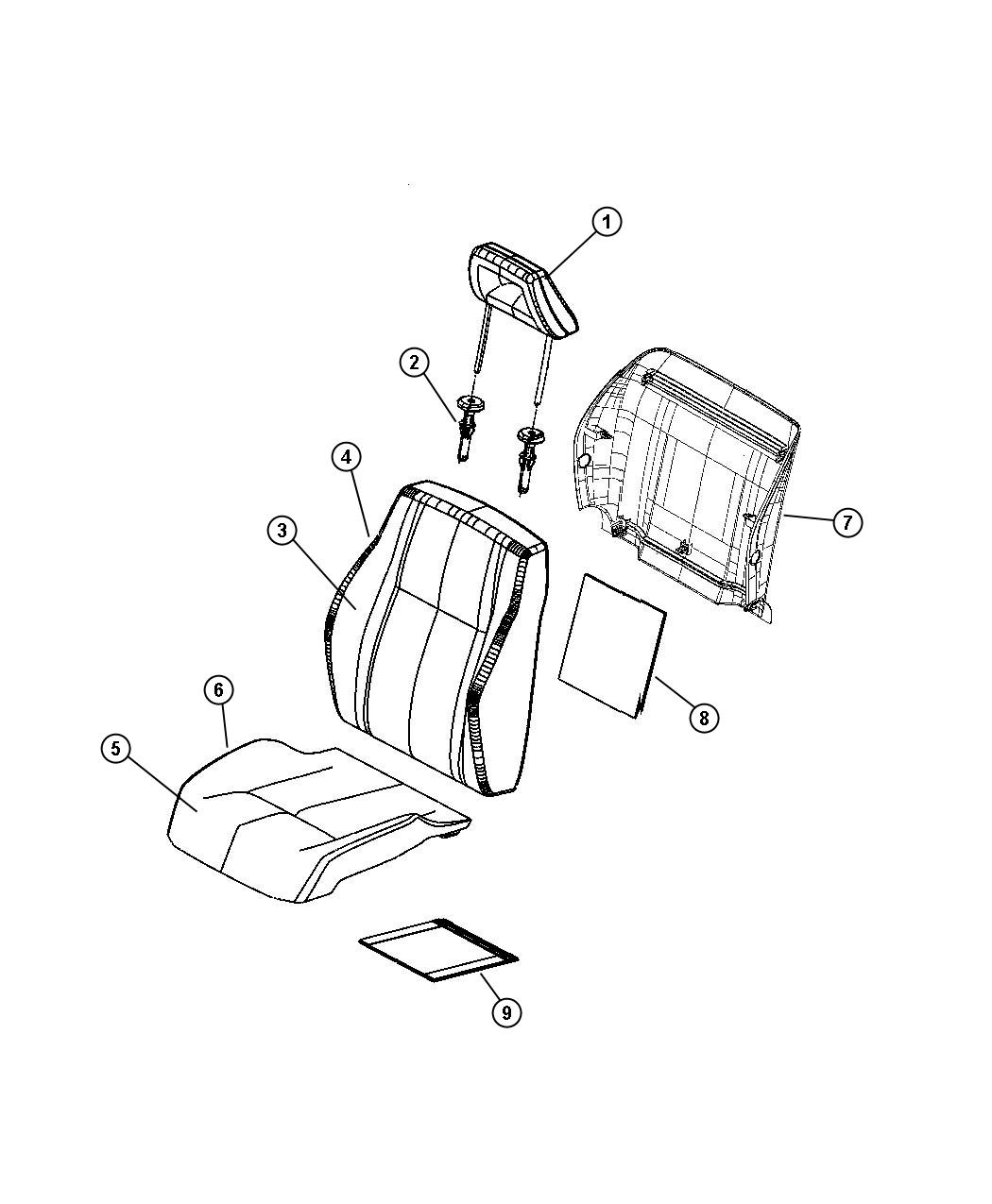 Diagram Front Seat - Bucket - Trim Code [AL]. for your 2000 Chrysler 300  M 