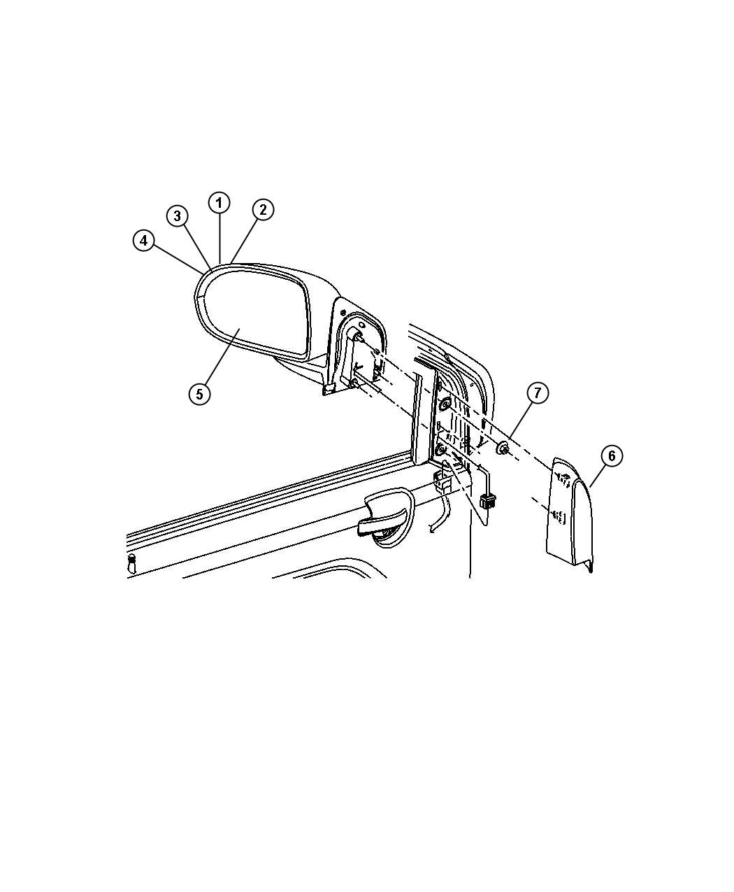 Diagram Mirror, Exterior. for your Jeep