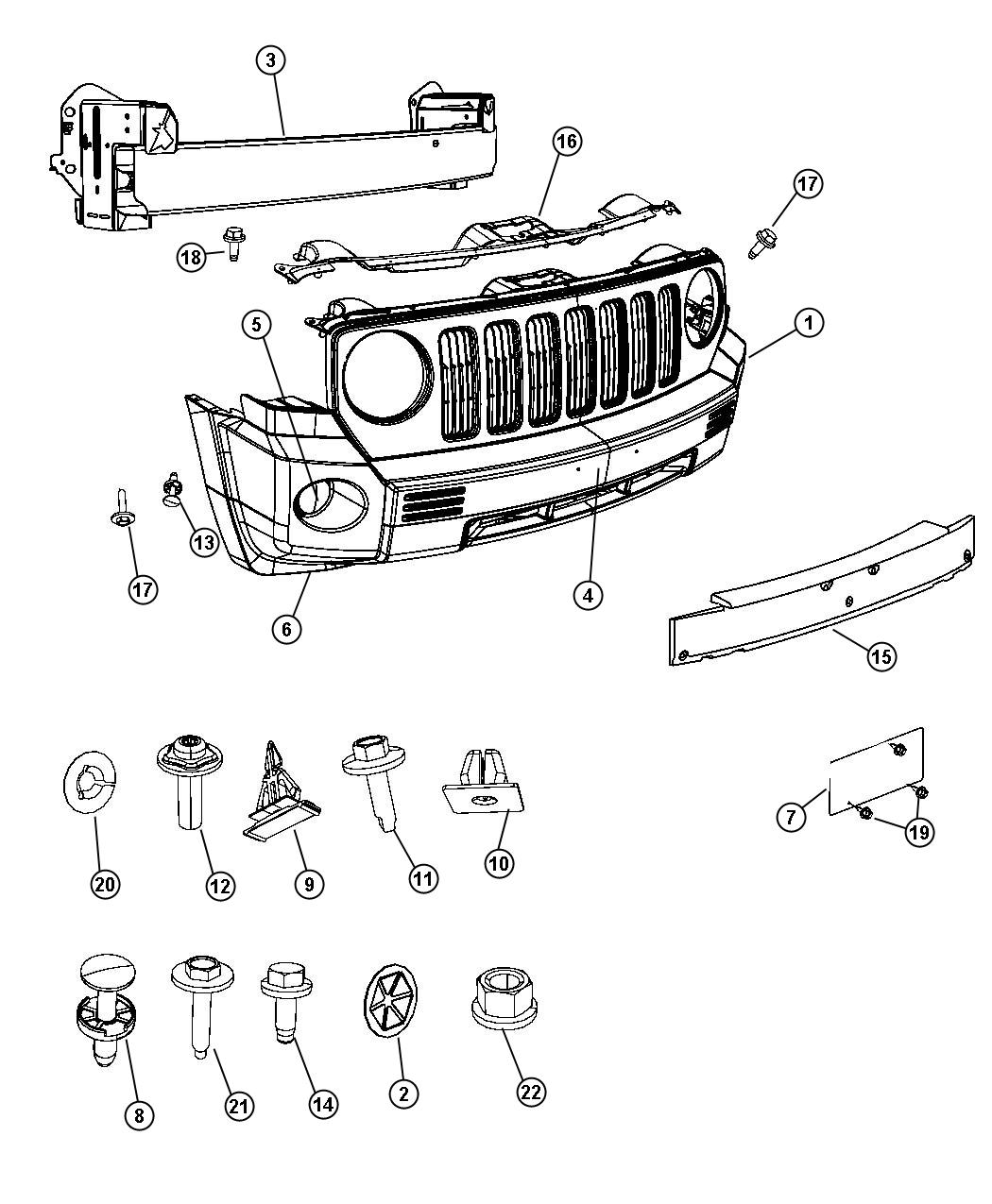 Diagram Fascia, Front, Patriot. for your Jeep Patriot  