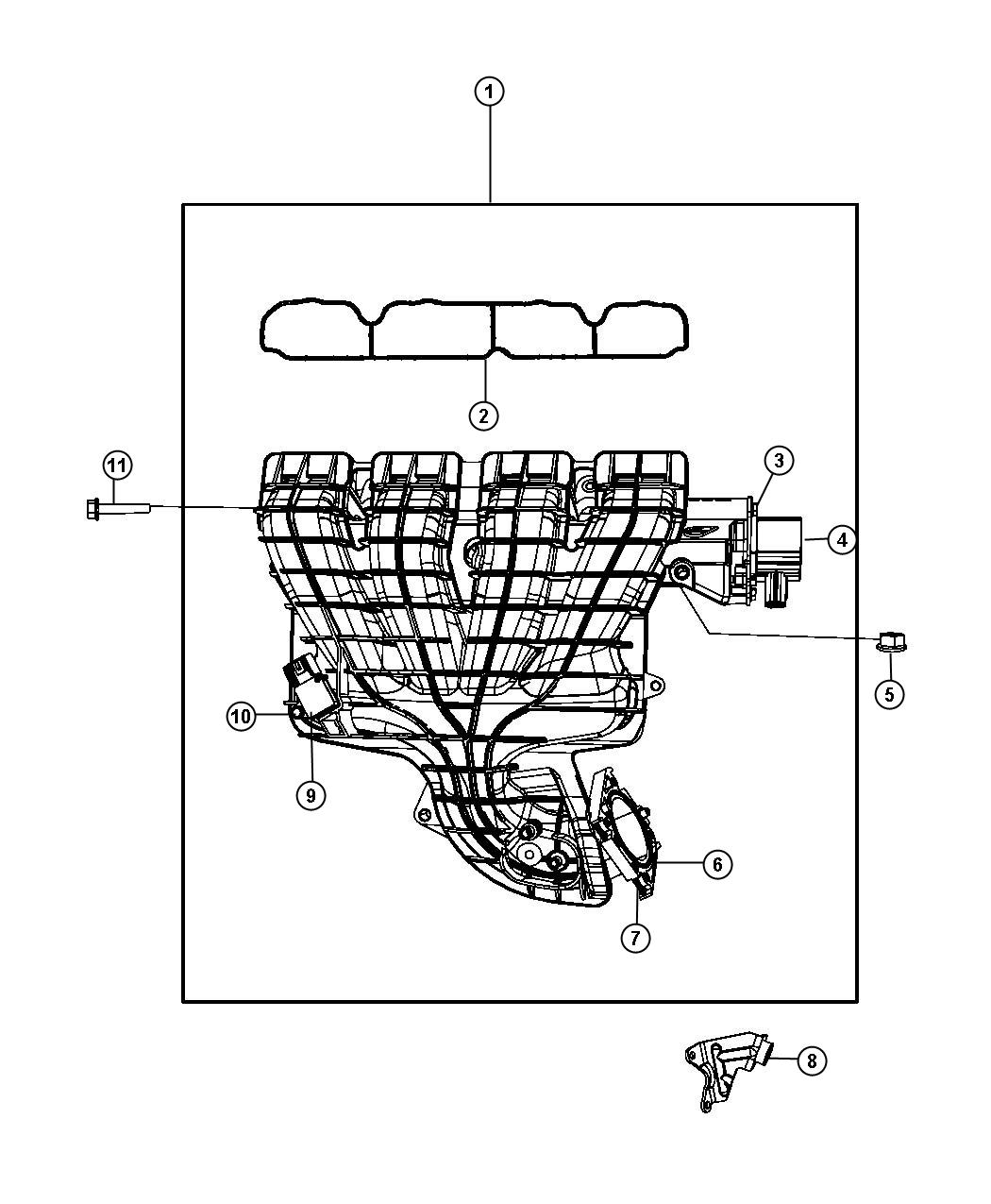 Diagram Intake Manifold 2.0L [2.0L 4 Cyl DOHC 16V Dual VVT Engine]. for your Jeep Compass  