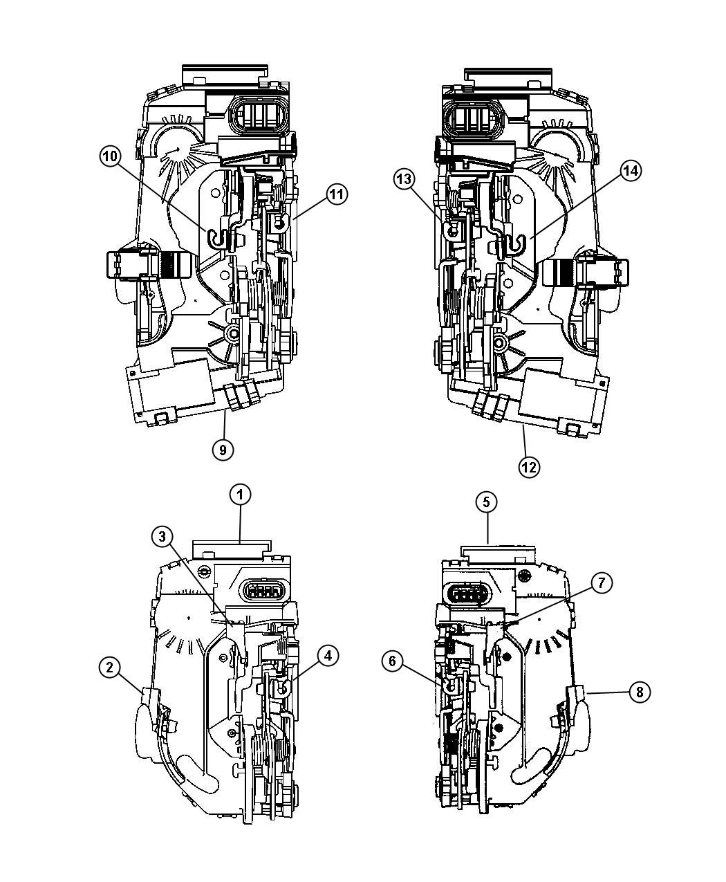 Diagram Rear Door, Latches and Clips. for your 2000 Chrysler 300  M 