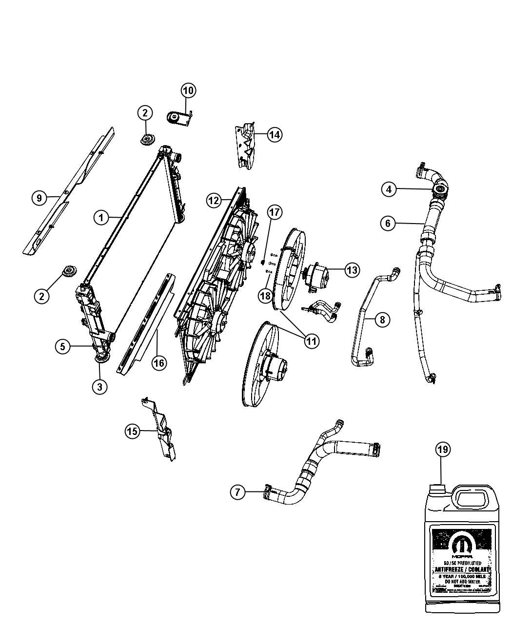 Diagram Radiator and Related Parts. for your Dodge