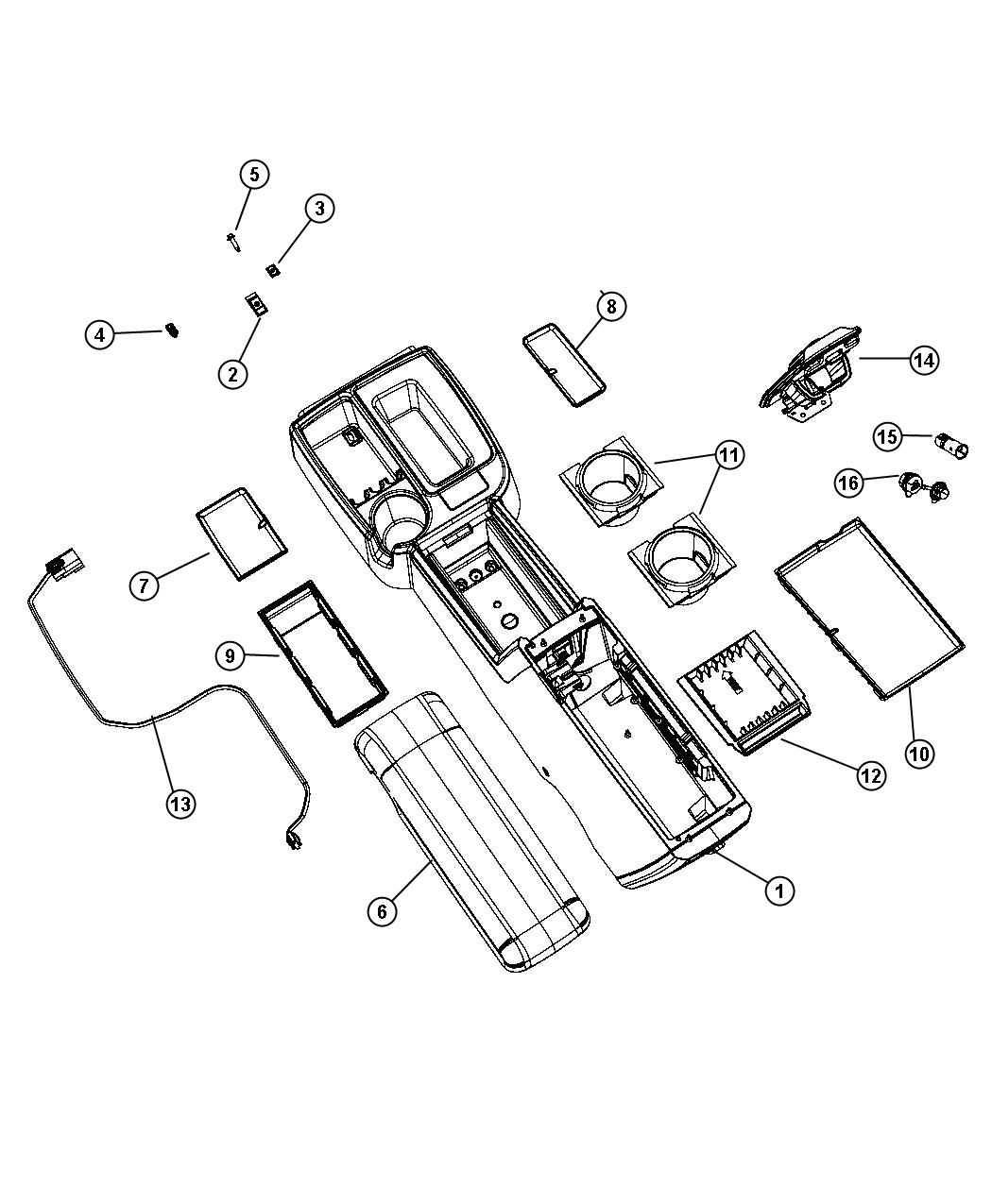 Diagram Floor Console Front. for your Dodge