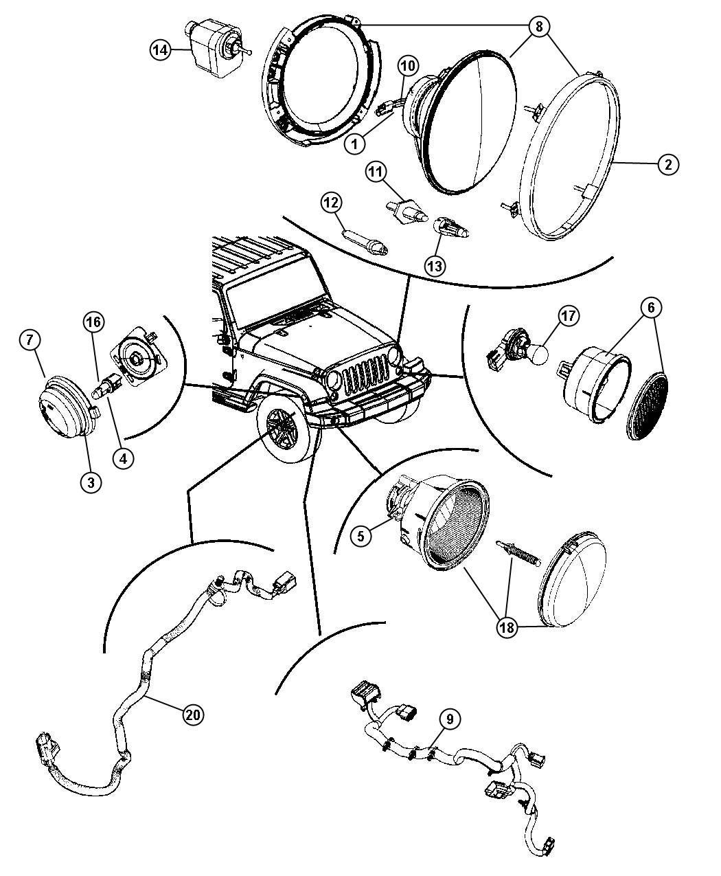 Diagram Lamps Front. for your Jeep Wrangler  