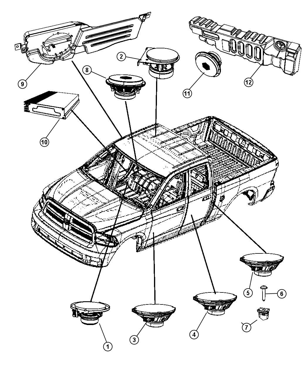 Diagram Speakers and Amplifiers. for your 1998 Jeep Wrangler   