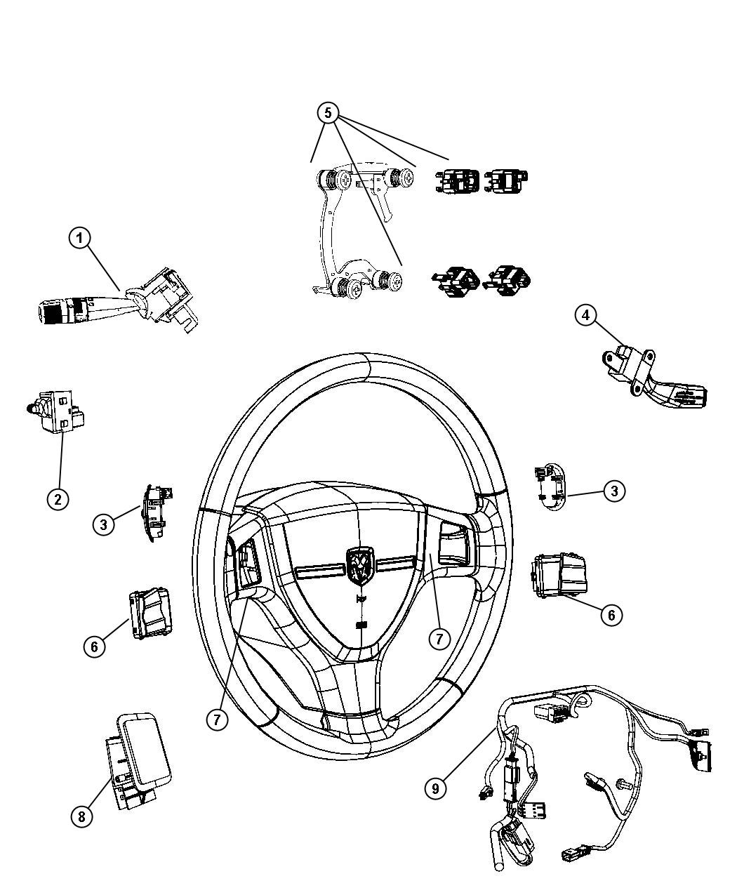 Diagram Switches Steering Column and Wheel. for your Dodge