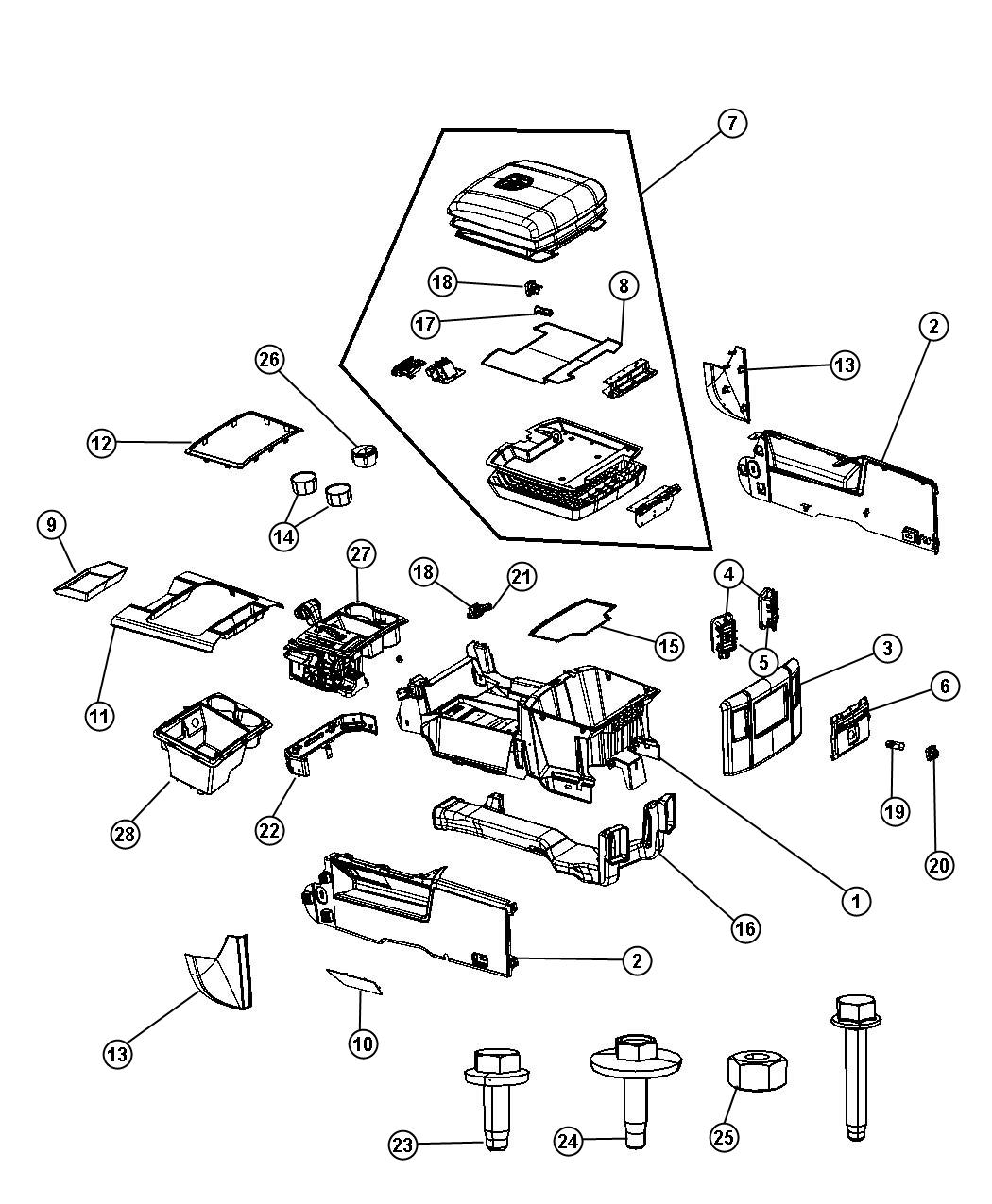 Floor Console [Low Back Bucket Seats]. Diagram