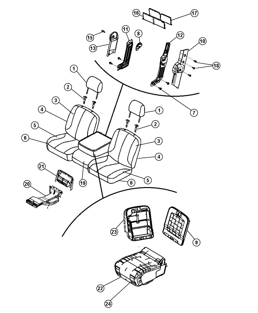 Diagram Front Seat - Split Seat - Trim Code [V9]. for your 2003 Chrysler 300  M 