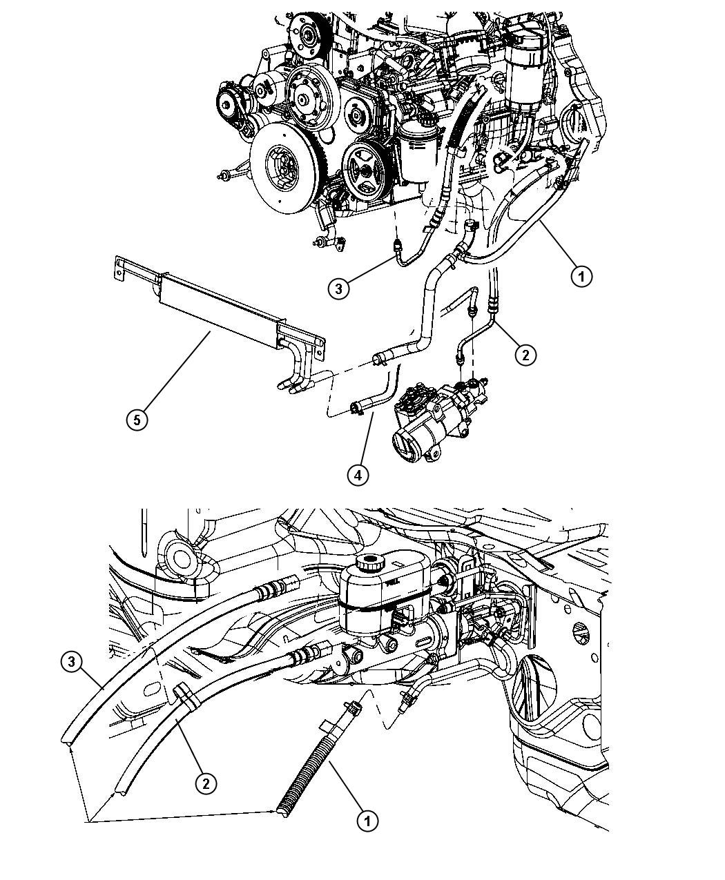 Diagram Power Steering Hose Hydro Boost 4 Wheel Drive. for your Dodge Ram 2500  