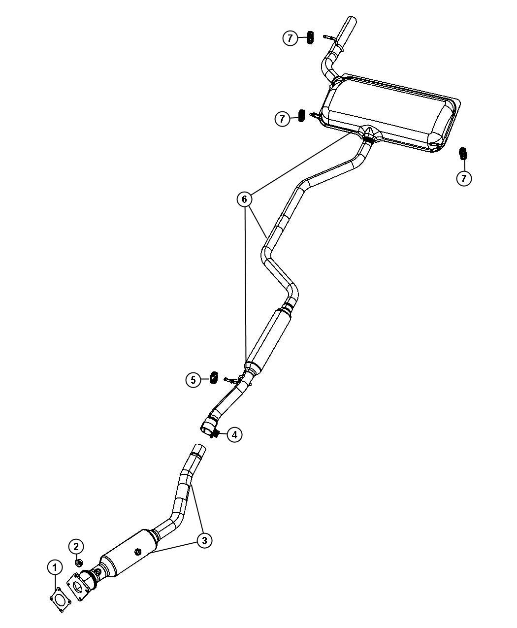 Diagram Exhaust System 2.4L [2.4L I4 DOHC 16V DUAL VVT ENGINE]. for your Dodge Express  