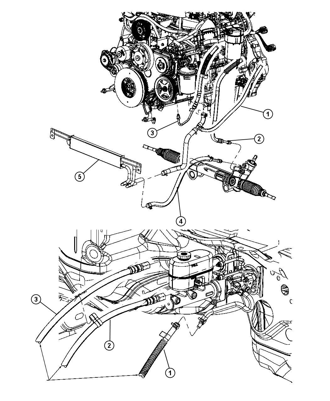 Diagram Power Steering Hoses Hydro Boost 2 Wheel Drive. for your Dodge Ram 2500  