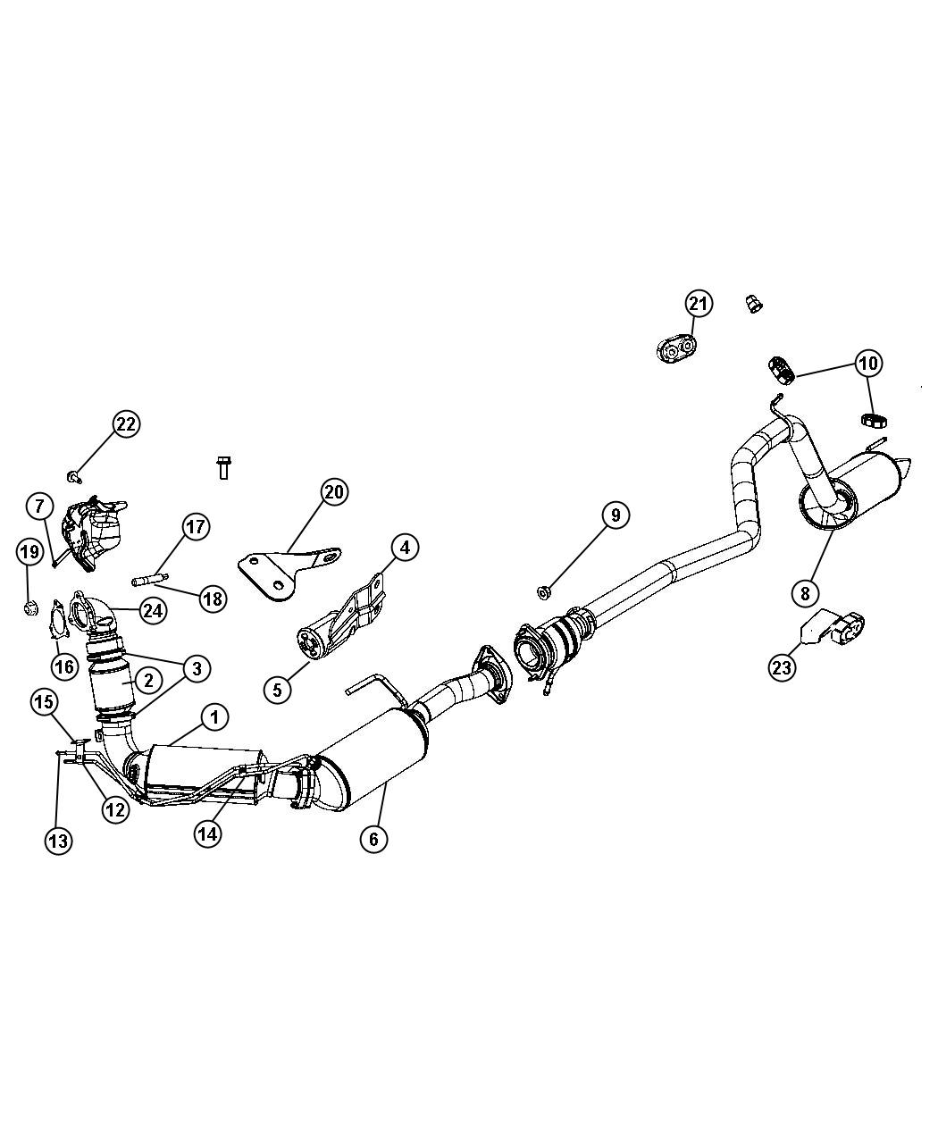 Diagram Exhaust System 3.0L Diesel [3.0L V6 Turbo Diesel Engine]. for your Jeep