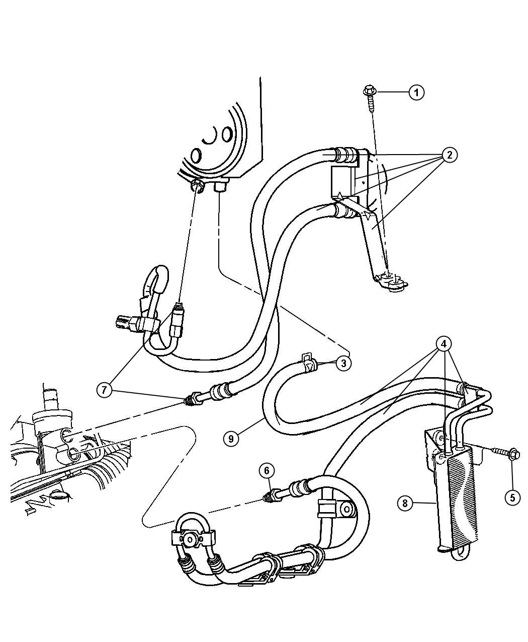 Diagram Power Steering Hoses. for your 2023 Jeep Grand Cherokee   