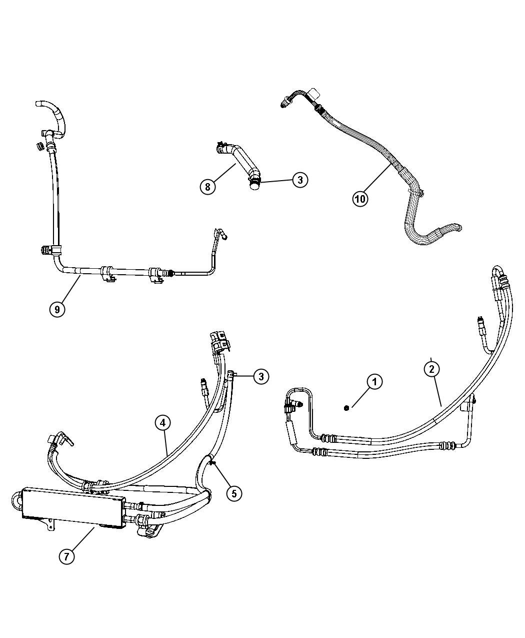 Diagram Power Steering Hoses. for your 2007 Jeep Grand Cherokee   