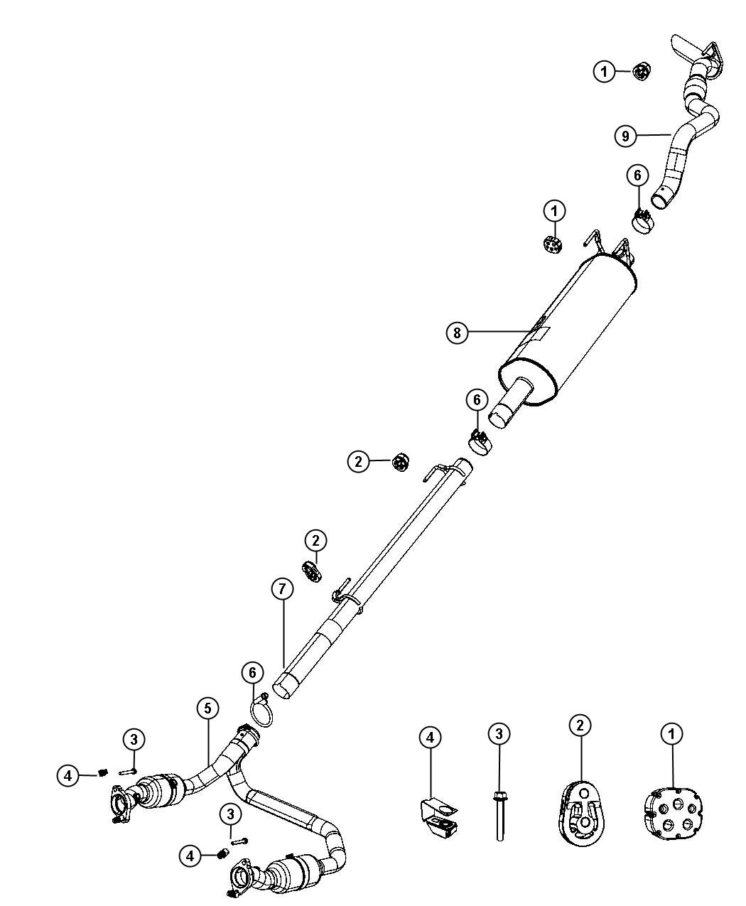 Diagram Exhaust System 4.7L [4.7L V8 Engine]. for your 1998 Dodge Grand Caravan   