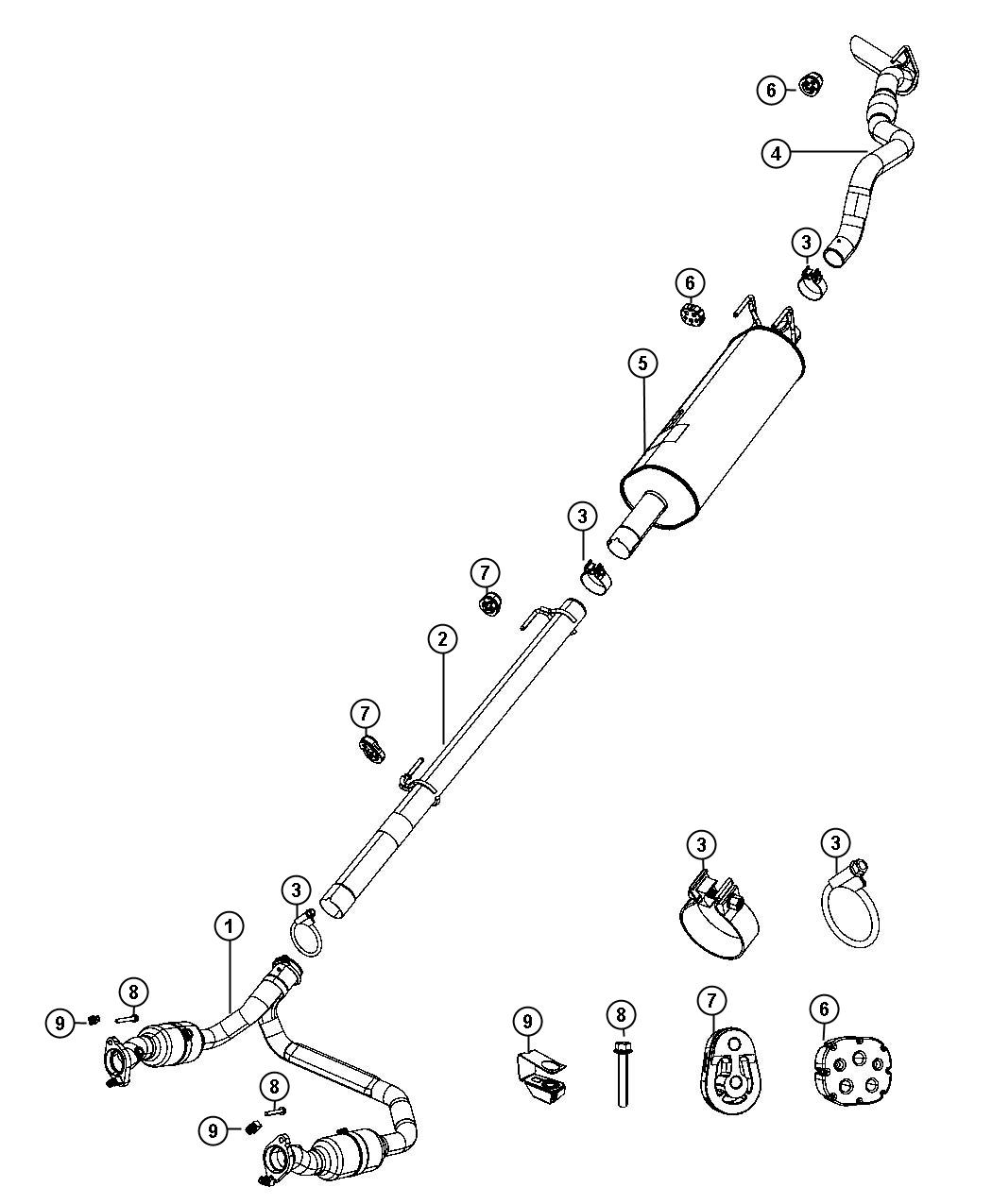 Diagram Exhaust System 4.7L [4.7L V8 FFV ENGINE]. for your 1998 Dodge Grand Caravan   