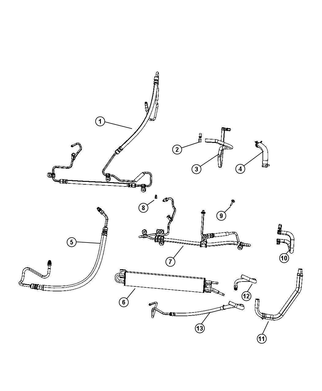 Power Steering Hoses. Diagram