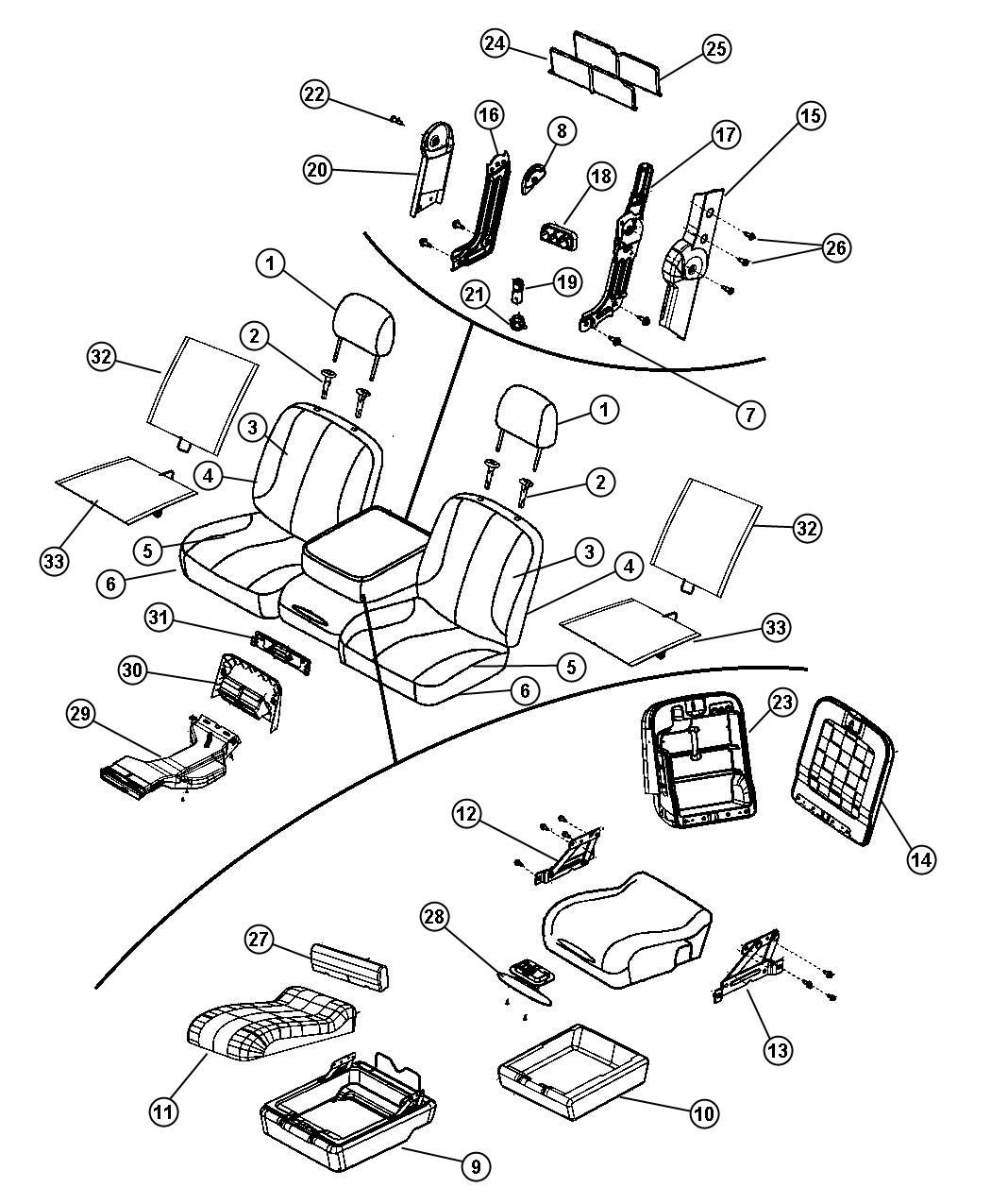 Diagram Front Seat - Split Seat - Trim Code [VL]. for your Dodge