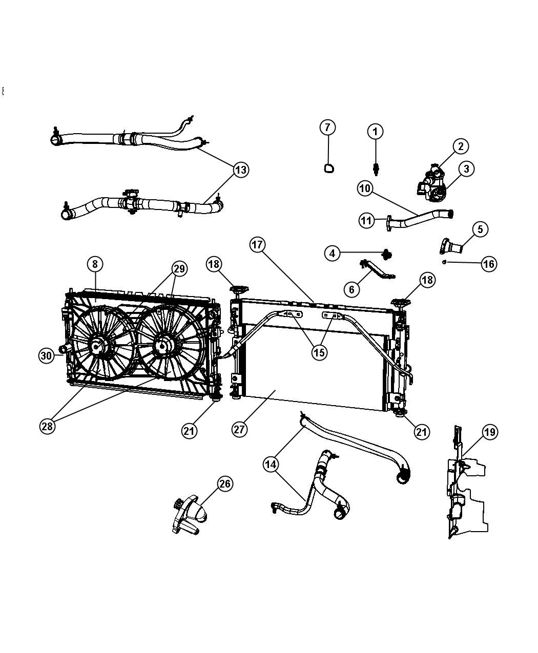 Diagram Radiator and Related Parts, [Gas Engines]. for your Chrysler 300 M 