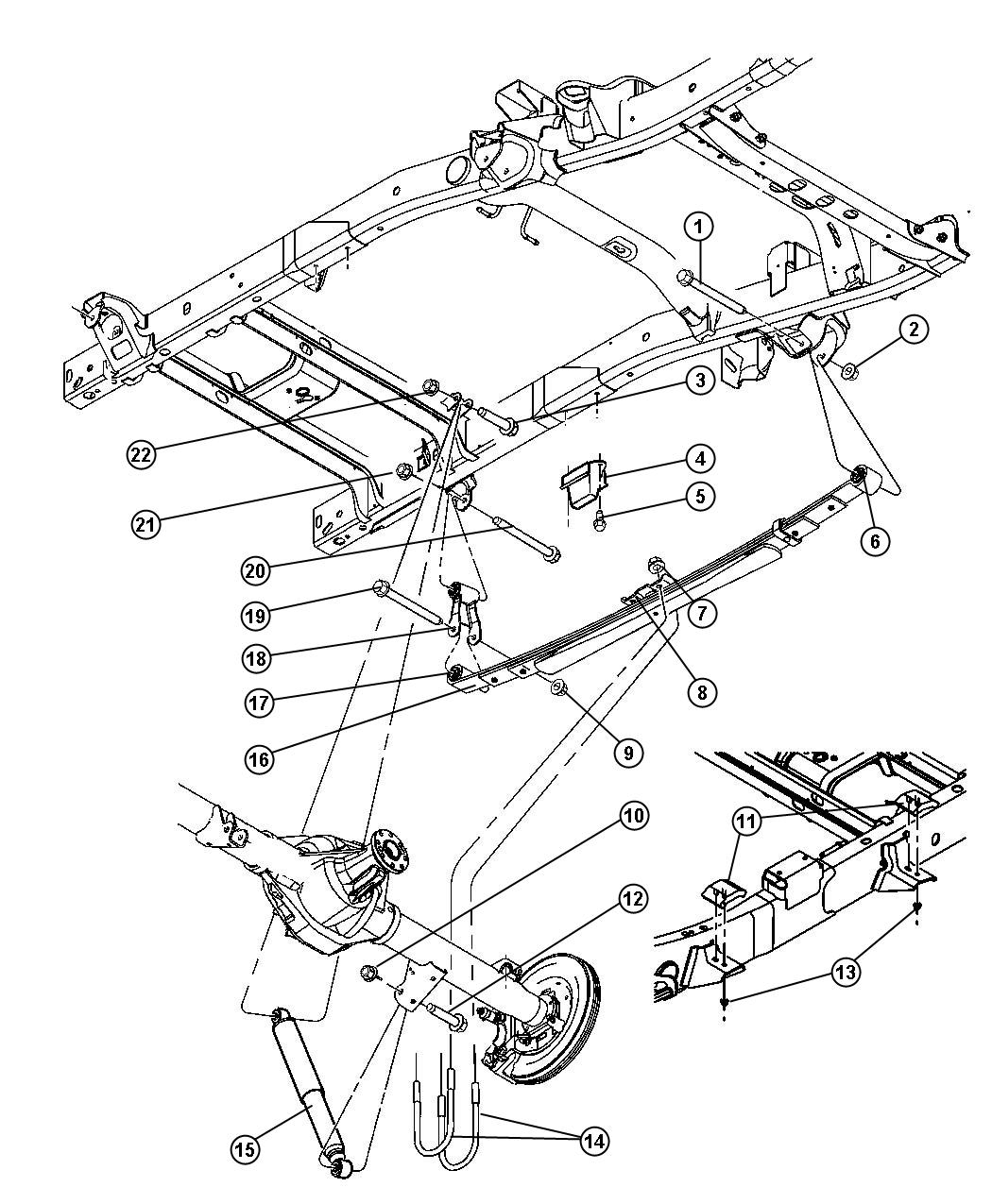 Diagram Suspension, Rear (Leaf Springs). for your 2000 Chrysler 300  M 